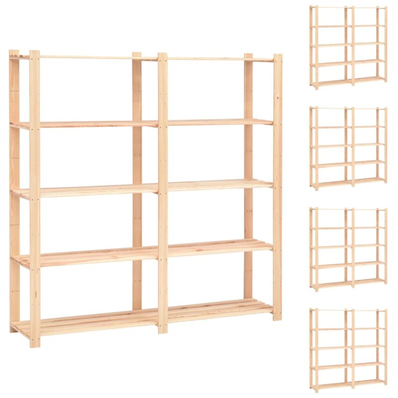 vidaXL 5-tier Storage Racks 5 Pcs 170X38X170cm Solid Pinewood 500 Kg, Brown