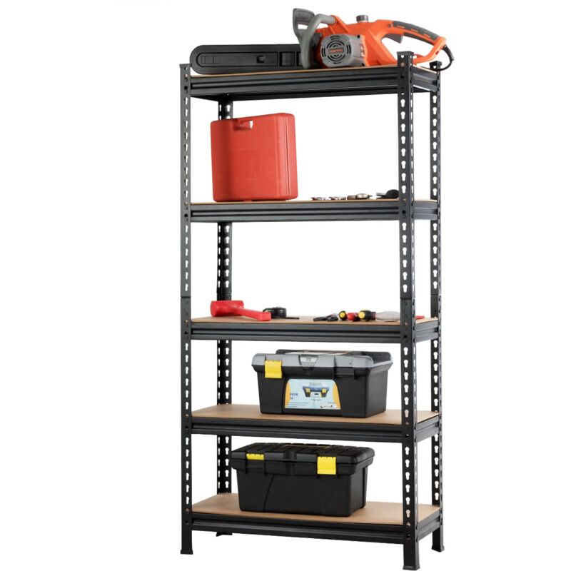 Costway - 5-Tier Storage Rack Metal Storage Shelves w/ Adjustable Boards-Black