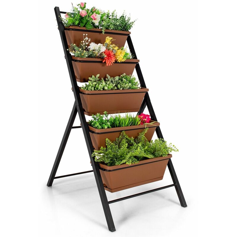 5-Tier Vertical Raised Garden Bed Freestanding Garden Planter 5 Container Boxes