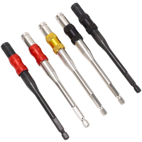 5 Tiges d'Extension Magnétiques Hexagonales 1/4 Pouce, Longueur 145 mm, pour Embouts de Tournevis