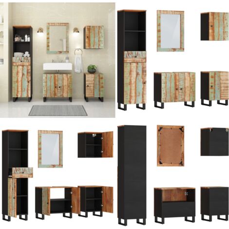 5-tlg. Badmöbel-Set Massives Altholz - Badezimmermöbel - Badschränke - Altholzmöbel - Holzmöbel - Spiegelschrank - Home & Living