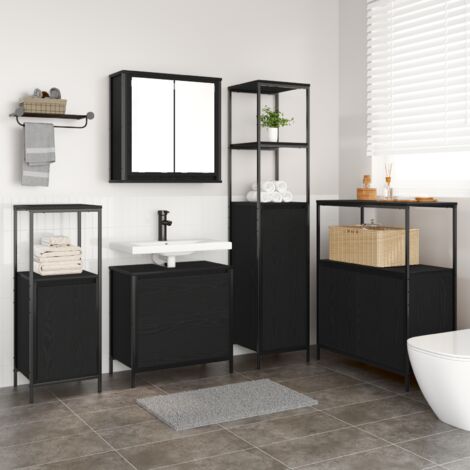 5-tlg. Badmöbel-Set Schwarz Eiche Holzwerkstoff vidaXL323392