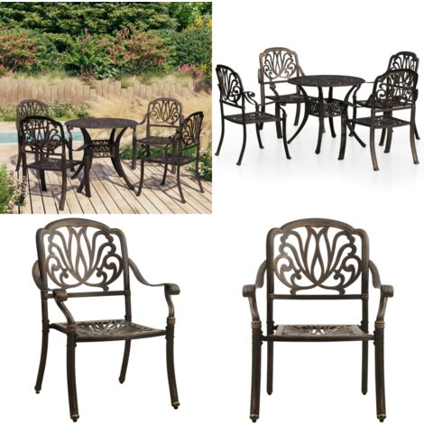 5-tlg. Bistro-Set Aluminiumguss Bronzen - Gartenmöbel - Bistro Set - Aluminiumgartenmöbel - Outdoor-Sitzgruppe - Esszimmergarnitur - Home & Living