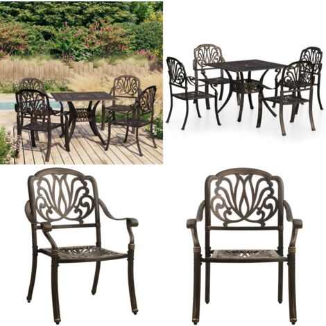 5-tlg. Bistro-Set Aluminiumguss Bronzen - Gartenmöbel - Bistroset - Alu Set - Terrassenmöbeln - Esszimmergarnitur - Home & Living