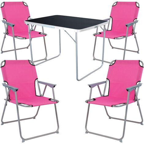 5-tlg Campingsessel Pink + Campingtisch-MMC330870B+4xMPO2600PI