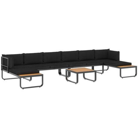 5-tlg. Garten-Ecksofa-Set mit Auflagen Aluminium und WPC vidaXL - Grau