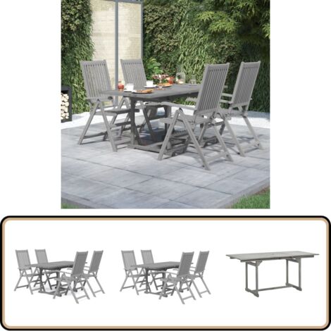 5-tlg. Garten-Essgruppe Massivholz Akazie - Gartenmöbel - Essgruppe - Gartentisch - Stühlen - Akazienholz