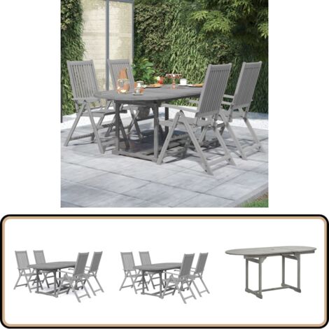5-tlg. Garten-Essgruppe Massivholz Akazie - Gartenmöbel - Essgruppe - Gartentisch - Stühlen - Akazienholz
