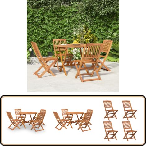 5-tlg. Garten-Essgruppe Massivholz Akazie - Gartenmöbel - Essgruppe - Holztisch - Akasienholz - Gartentisch