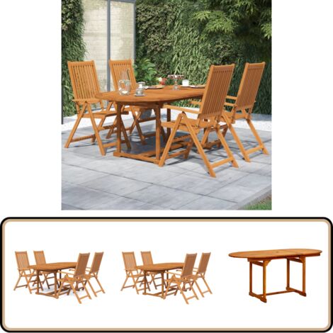 5-tlg. Garten-Essgruppe Massivholz Akazie - Gartenmöbel - Essgruppe - Holztisch - Gartentisch - Akasie