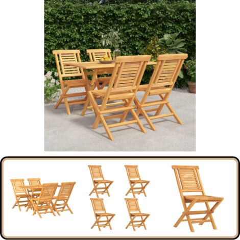 5-tlg. Garten-Essgruppe Massivholz Teak - Holztisch - Gartentisch - Essgruppe - Gartenmöbel - Teakholz