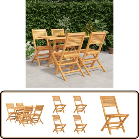 5-tlg. Garten-Essgruppe Massivholz Teak - Holztisch - Gartentisch - Essgruppe - Gartenmöbel - Teakholz