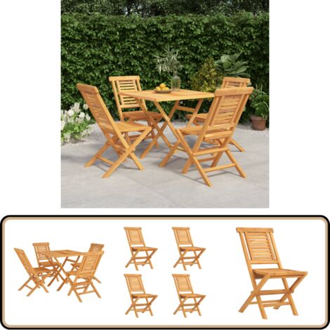5-tlg. Garten-Essgruppe Massivholz Teak - Holztisch - Gartentisch - Essgruppe - Gartenmöbel - Teakholz