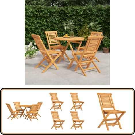 5-tlg. Garten-Essgruppe Massivholz Teak - Holztisch - Gartentisch - Essgruppe - Gartenmöbel - Teakholz