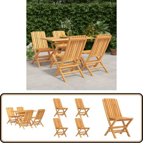 5-tlg. Garten-Essgruppe Massivholz Teak - Holztisch - Gartentisch - Essgruppe - Gartenmöbel - Teakholz