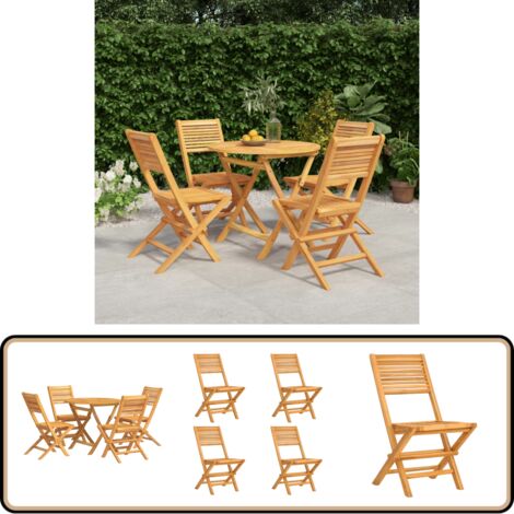 5-tlg. Garten-Essgruppe Massivholz Teak - Holztisch - Gartentisch - Essgruppe - Gartenmöbel - Teakholz