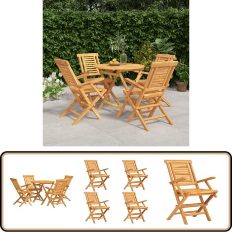 5-tlg. Garten-Essgruppe Massivholz Teak - Holztisch - Gartentisch - Essgruppe - Gartenmöbel - Teakholz