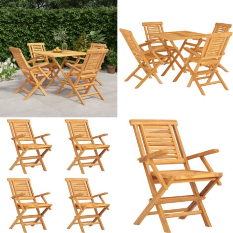 5-tlg. Garten-Essgruppe Massivholz Teak - Holztisch - Gartentisch - Essgruppe - Gartenmöbel - Teakholz - Home & Living
