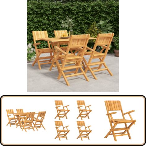 5-tlg. Garten-Essgruppe Massivholz Teak - Holztisch - Gartentisch - Essgruppe - Gartenmöbelset - Teakholz