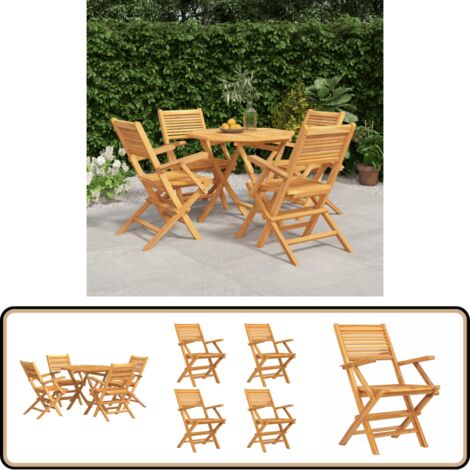 5-tlg. Garten-Essgruppe Massivholz Teak - Holztisch - Gartentisch - Essgruppe - Gartenmöbelset - Teakholzmöbel