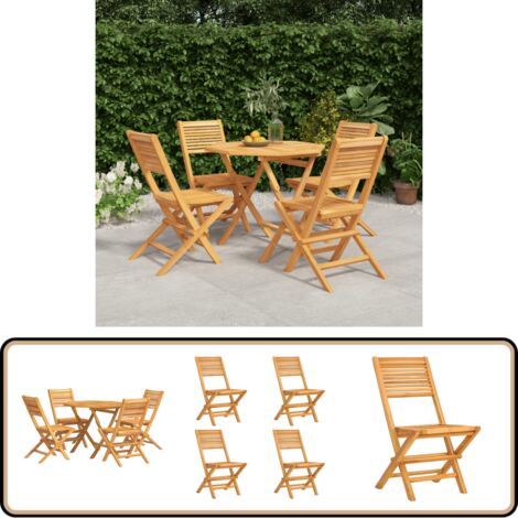 5-tlg. Garten-Essgruppe Massivholz Teak - Holztisch - Gartentisch - Essgruppe - Gartenmöbelset - Teakholzmöbel