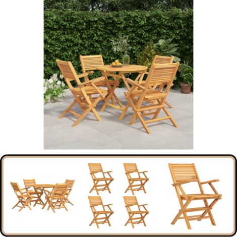 5-tlg. Garten-Essgruppe Massivholz Teak - Holztisch - Gartentisch - Essgruppe - Gartenmöbelset - Teakholzmöbel