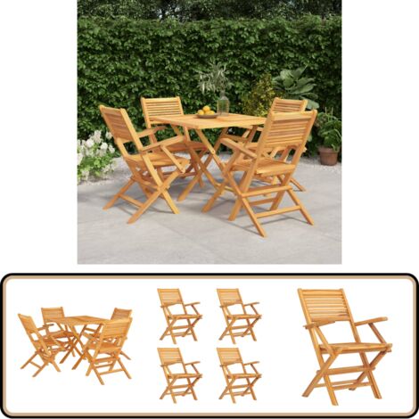 5-tlg. Garten-Essgruppe Massivholz Teak - Holztisch - Gartentisch - Essgruppe - Gartenmöbelset - Teakholzmöbel
