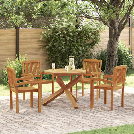 5-tlg. Garten-Essgruppe Massivholz Teak vidaXL