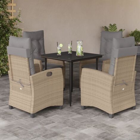 5-tlg. Garten-Essgruppe mit Kissen Beigemischung Poly Rattan vidaXL
