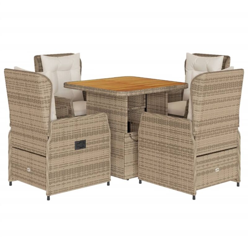 5-tlg. Garten-essgruppe Mit Kissen Beige Poly Rattan Vidaxl