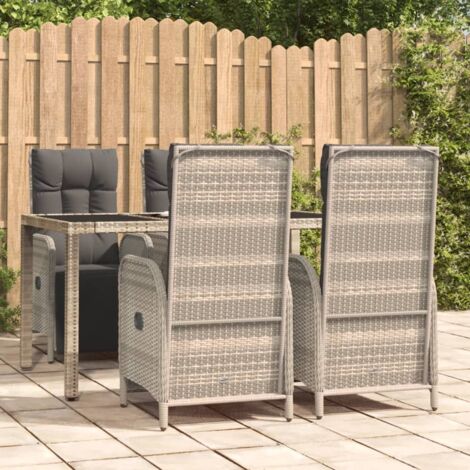 5-tlg. Garten-Essgruppe mit Kissen Grau Poly Rattan vidaXL
