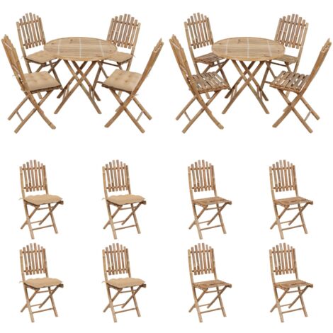 5-tlg. Garten-Essgruppe mit Kissen Klappbar Bambus - Bambus Möbel - Gartentisch - Gartenstühle - Esstisch - Esszimmerset - Home & Living