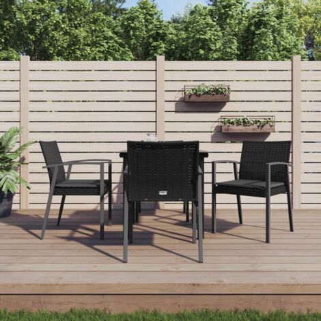5-tlg. Garten-Essgruppe mit Kissen Poly Rattan und Stahl vidaXL