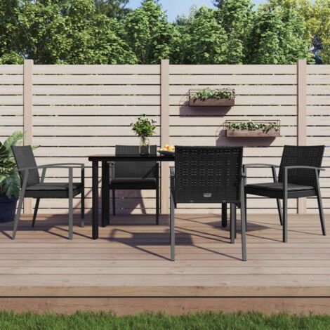 5-tlg. Garten-Essgruppe mit Kissen Poly Rattan und Stahl vidaXL