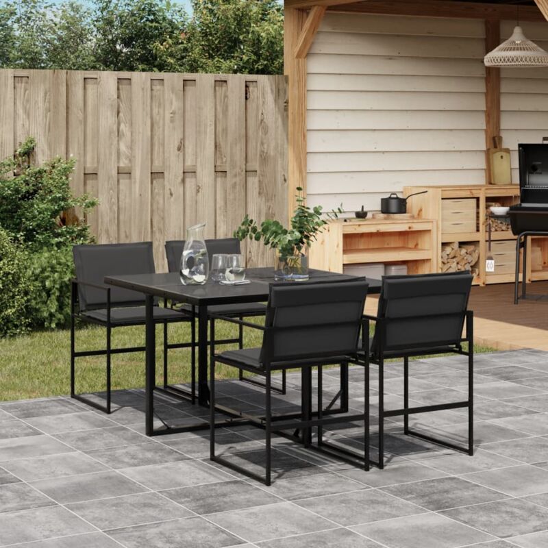 5-tlg. Garten-essgruppe Mit Kissen Schwarz Textilene - Vidaxl