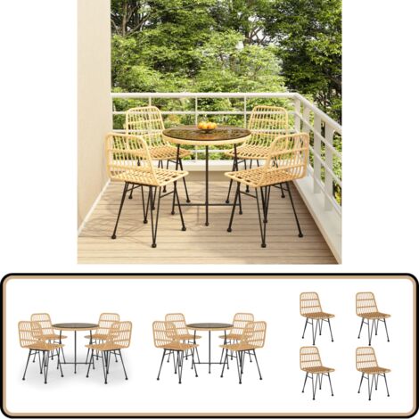 5-tlg. Garten-Essgruppe Poly Rattan - Gartensessel - Gartentisch - Gartenmöbelset - Outdoor Möbel - Rattan Gartenmöbel