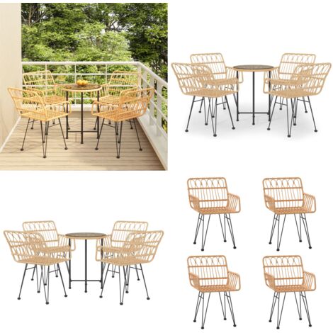 5-tlg. Garten-Essgruppe Poly Rattan - Gartensessel - Gartentisch - Gartenmöbelset - Outdoor Möbel - Rattan Gartenmöbel - Home & Living