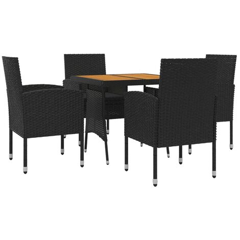 5-tlg. Garten-Essgruppe Poly Rattan Schwarz vidaXL