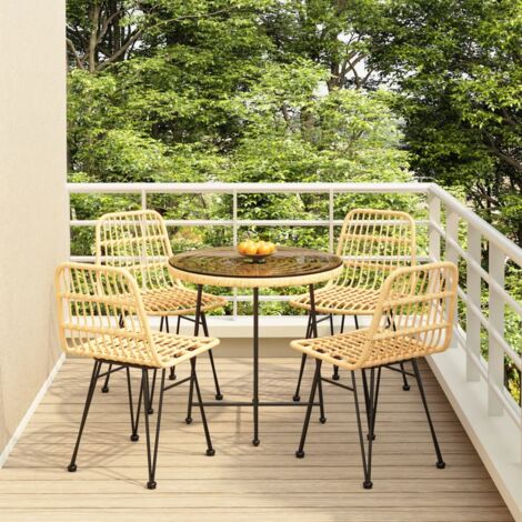 5-tlg. Garten-Essgruppe Poly Rattan vidaXL