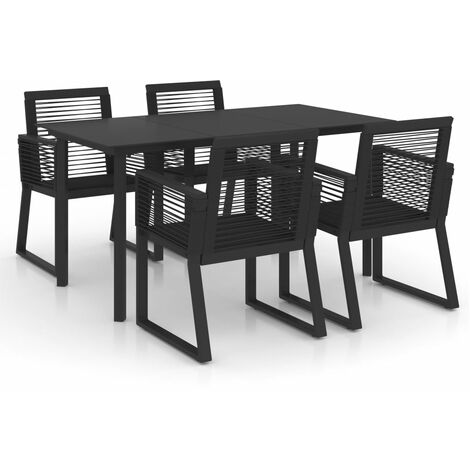 5-tlg. Garten-Essgruppe PVC Rattan Schwarz vidaXL
