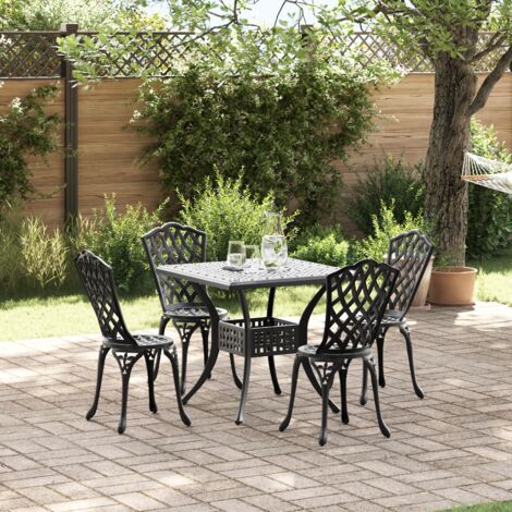 5-tlg. Garten-Essgruppe Schwarz Aluminiumguss vidaXL