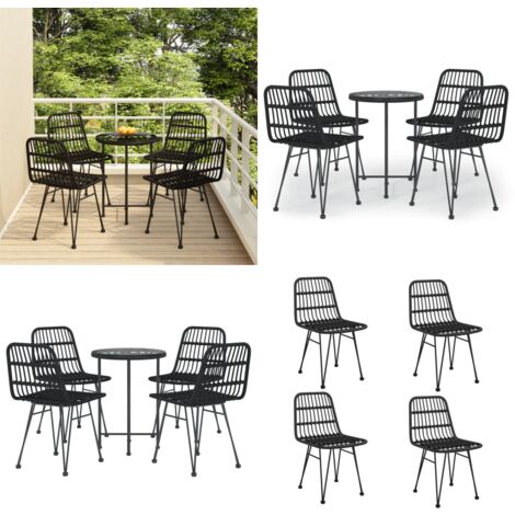 5-tlg. Garten-Essgruppe Schwarz Poly Rattan - Gartensessel - Gartentisch - Gartenmöbelset - Outdoor Möbel - Rattan Gartenmöbel - Home & Living