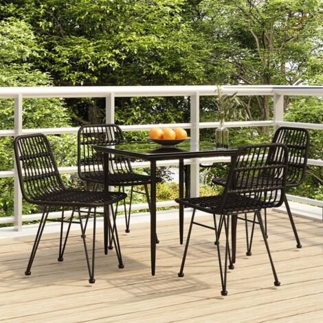 5-tlg. Garten-Essgruppe Schwarz Poly Rattan vidaXL