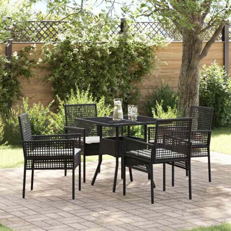 5-tlg. Garten-Essgruppe Schwarz Poly Rattan vidaXL300018
