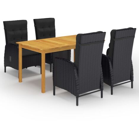 5-tlg. Garten-Essgruppe Schwarz vidaXL