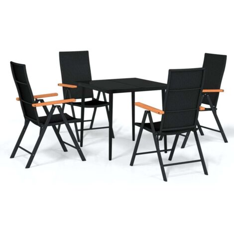 5-tlg. Garten-Essgruppe Schwarz vidaXL