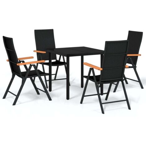 5-tlg. Garten-Essgruppe Schwarz vidaXL