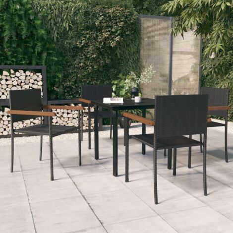 5-tlg. Garten-Essgruppe Schwarz vidaXL