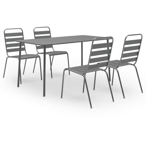 5-tlg. Garten-Essgruppe Stahl Dunkelgrau vidaXL