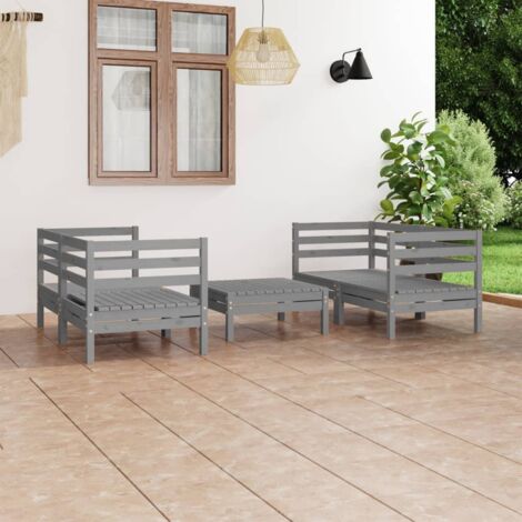 5-tlg. Garten-Lounge-Set Grau Kiefer Massivholz vidaXL